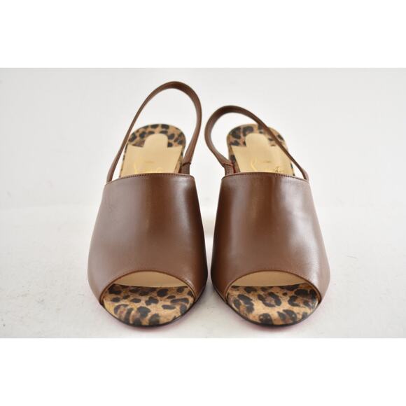 Christian Louboutin Pigasling 85 Brown Leopard Slingback Block Heel Pump 36.5 - Picture 4 of 11